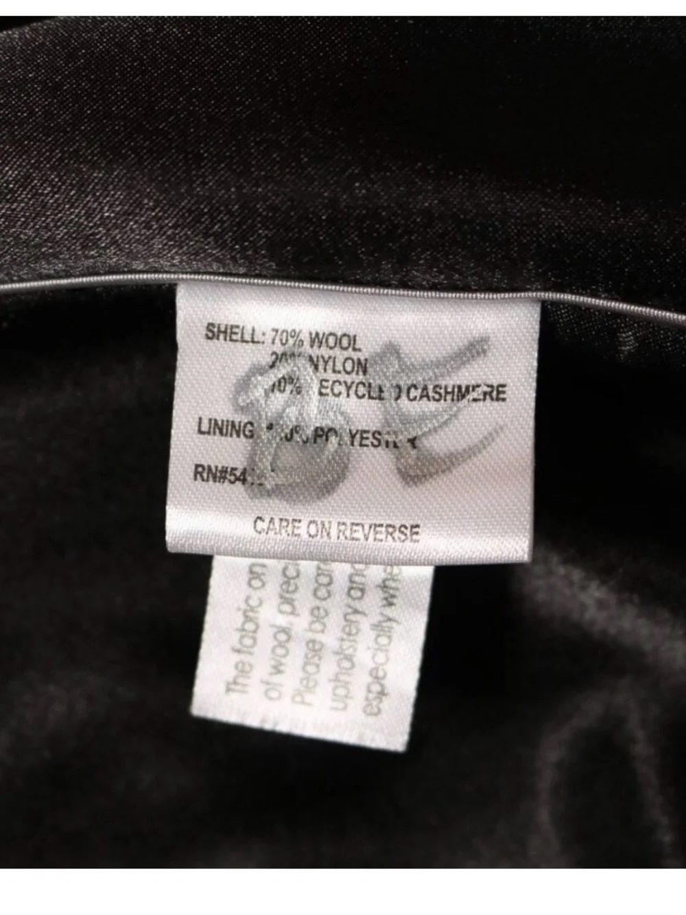 Calvin Klein Black Wool Cashmere Blend Double Breasted Peacoat Women’s Size L